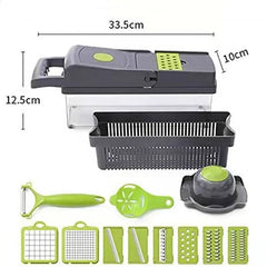 16-in-1 Multifunctional Vegetable Chopper & Slicer with Colander Basket & Storage Container