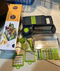 16-in-1 Multifunctional Vegetable Chopper & Slicer with Colander Basket & Storage Container
