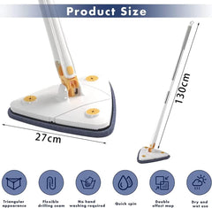 Royal Triangle Microfiber Self-Wringing Floor Mop โ 360ยฐ Corner Cleaning Dust Mop