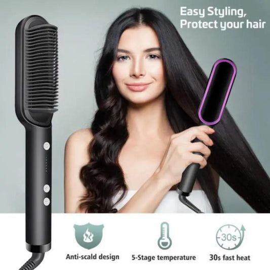 909 Hair Straightener Brush with 6 Heat Settings