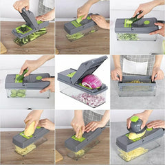 16-in-1 Multifunctional Vegetable Chopper & Slicer with Colander Basket & Storage Container
