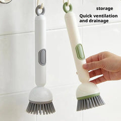 Kitchen Cleaning Brush with Soap Dispenser – Refillable PET Dish Scrubber for Pots, Pans & Dishes
