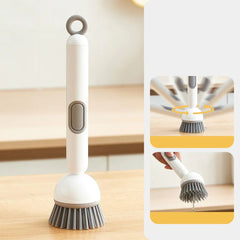 Kitchen Cleaning Brush with Soap Dispenser – Refillable PET Dish Scrubber for Pots, Pans & Dishes