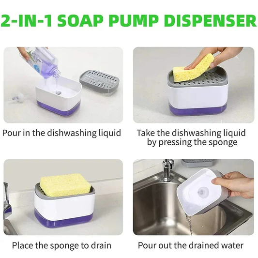 Royal 2-in-1 Soap Pump Dispenser with Sponge Holder – Kitchen Dishwashing Soap Dispenser