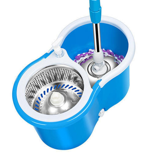 360° Spin Mop with Stainless Steel Bucket & Microfiber Head