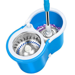 360° Spin Mop with Stainless Steel Bucket & Microfiber Head