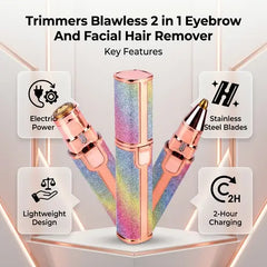Flawless 2-in-1 USB Rechargeable Eyebrow Trimmer & Facial Hair Remover (HX-203B)
