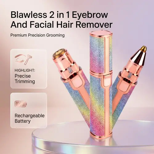 Flawless 2-in-1 USB Rechargeable Eyebrow Trimmer & Facial Hair Remover (HX-203B)