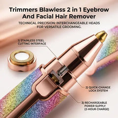 Flawless 2-in-1 USB Rechargeable Eyebrow Trimmer & Facial Hair Remover (HX-203B)