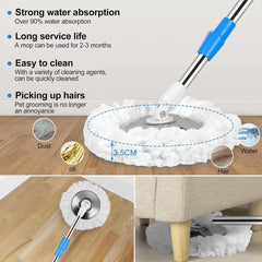 360° Spin Mop with Stainless Steel Bucket & Microfiber Head
