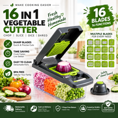 16-in-1 Multifunctional Vegetable Chopper & Slicer with Colander Basket & Storage Container