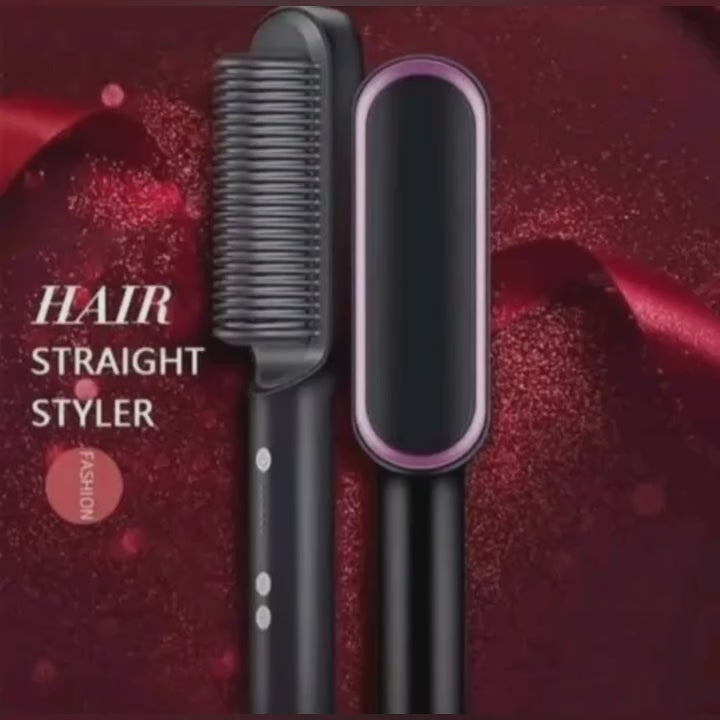 909 Hair Straightener Brush with 6 Heat Settings